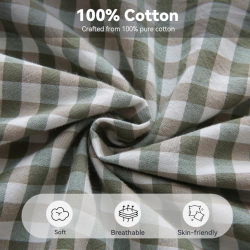 Gingham Lumbar Pillow Cover, Sage Green, 36x14 Inch, 1 Pack - Image 3