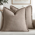 MIULEE Linen Fringe Decorative Fall Euro Throw Pillow Covers Dune 22x22 by MIULEE