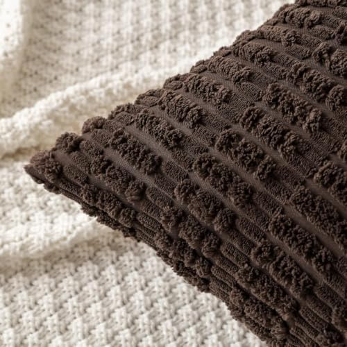 MIULEE Corduroy Decorative Throw Pillow Covers 18x18 Dark Brown Pack of 2 - Image 6