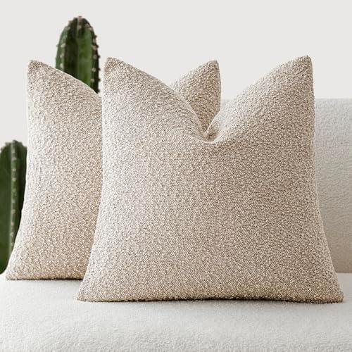 Foindtower Decorative Textured Boucle Throw Pillow Cover 22x22 Inch by Foindtower