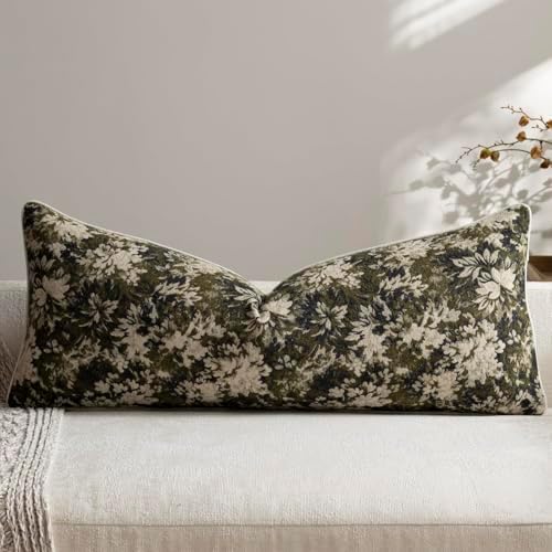 DEZENE Pack of 1 Vintage Floral Lumbar Pillow Covers 14x36 Boho Farmhouse by DEZENE