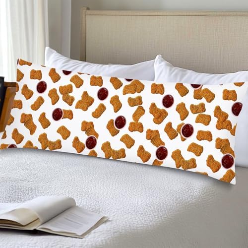Chicken Nuggets Print Body Pillow Cover 20x54 Long Pillow Case by Unknown