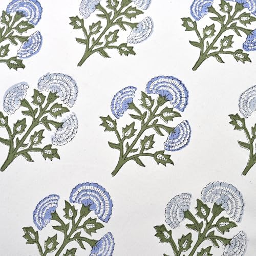 Ridhi Block Print Mughal Buta Blue Pillow Cover 24" x 24" Decorative Couch - Image 3