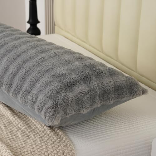 Fluffy Faux Fur Body Pillowcase, Luxury Bubble Waffle Carved Plush Long Size - Image 6