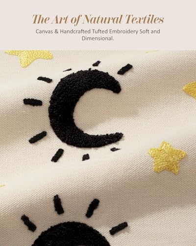 Embroidered Throw Pillow Cover 18x18 Inch, Line Star Moon - Image 2