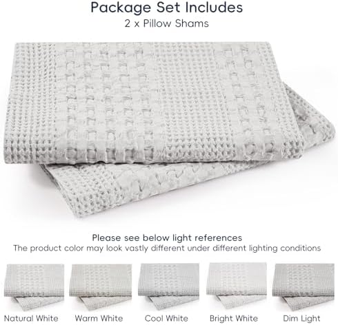 PHF Cotton Waffle Weave Pillow Covers 24" x 24", Light Grey, No Insert - Image 6