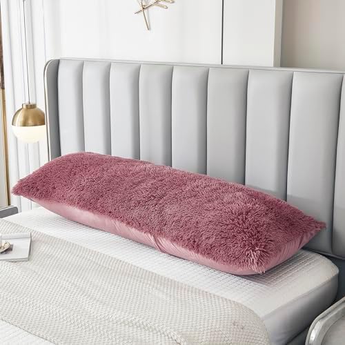 JAUXIO Faux Fur Fluffy Body Pillow Cover Luxury Shaggy Plush Decorative Body - Image 3