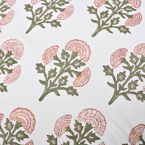 Ridhi Block Print Mughal Buta Peach Pillow Cover 20" x 20" Decorative Couch - Image 4