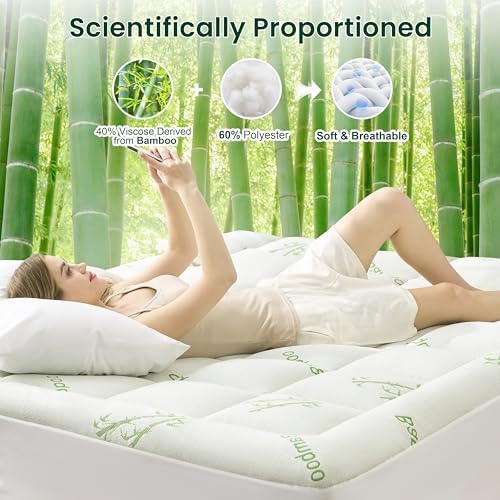 Love's cabin Full Size Mattress Topper Viscose Derived from Bamboo, Thick - Image 4