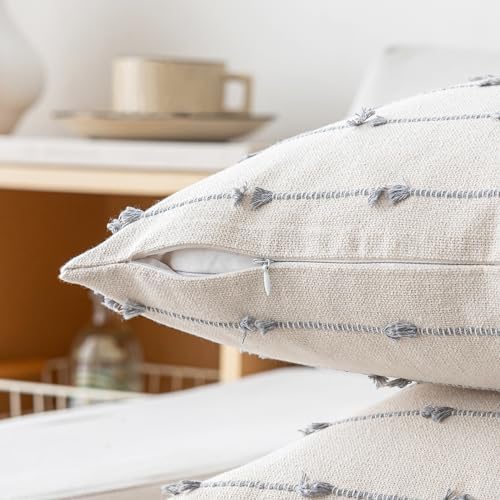 YEENAASY Boho Throw Pillow Covers 24x24 Set of 2 Farmhouse Pillow Cases - Image 3