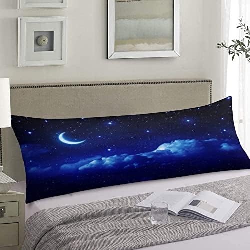Blue Body Pillow Cover Dark Night Cloud Star Sky Moon Nebula Galaxy Stars by VEHOHIYA