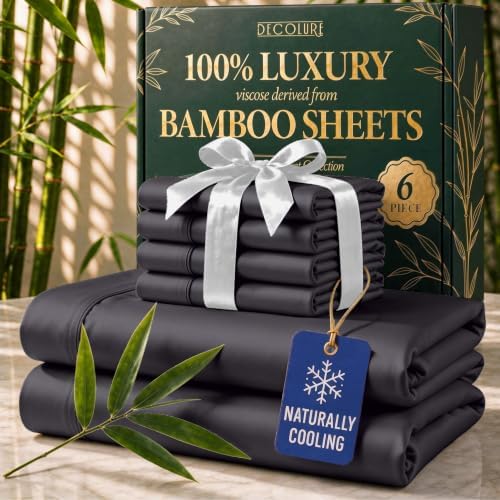 DECOLURE 100% Viscose Derived from Bamboo Sheets, Luxury 6 Pc Set by DECOLURE