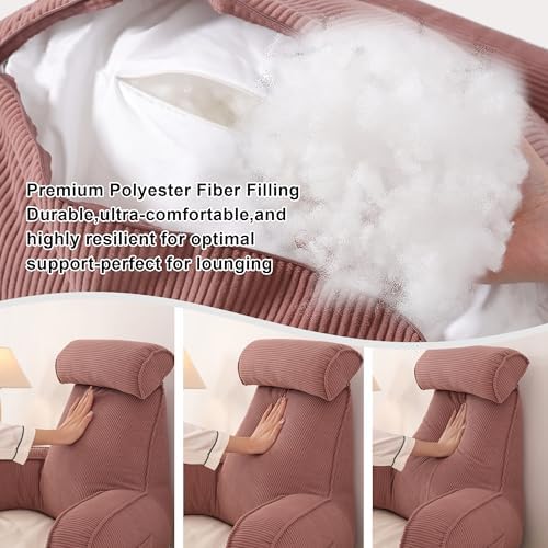 Corduroy Reading Pillow with Arms & Detachable Neck Roll, Bed Rest Back Support - Image 6