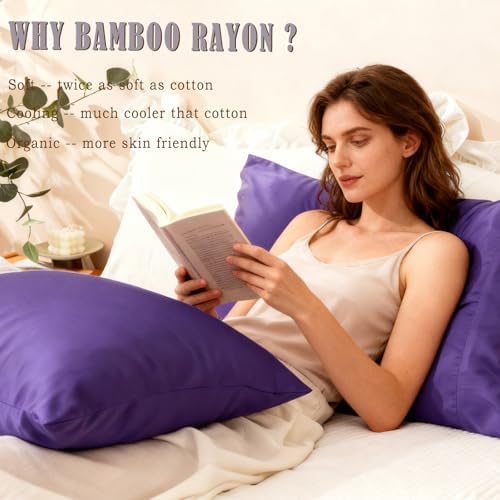 TELUS Pillow Cases Queen Size 2 Pack, Bamboo Rayon Pillowcase - Image 2
