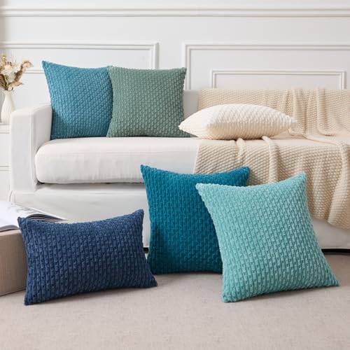 Kevin Textile Soft Corduroy 14"x22" Lumbar Pillow Cover 1 Pack, Teal Green - Image 7