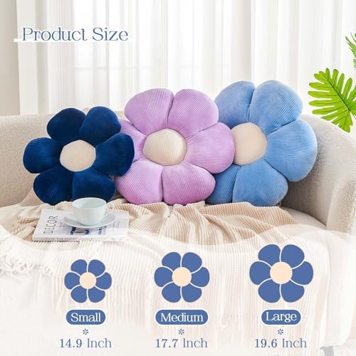 Kcvvcr Dusty Blue Flower Pillow, 17.7" Cute Flower Shaped Floor Pillow - Image 2