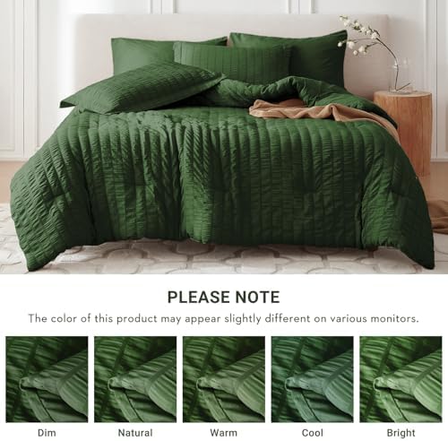 MUXHOMO 7 Pieces Queen Comforter Set, Seersucker Bed in a Bag Queen Size - Image 5