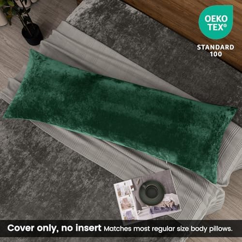 PHF Truly Velvet Body Pillowcase 20" x 54", Emerald Green, No Insert - Image 2