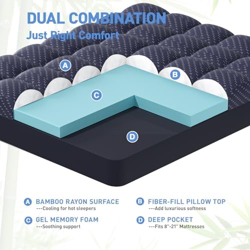 Dual Layer 3 Inch Memory Foam Mattress Topper Twin XL Size, 2 Inch Gel Memory - Image 2