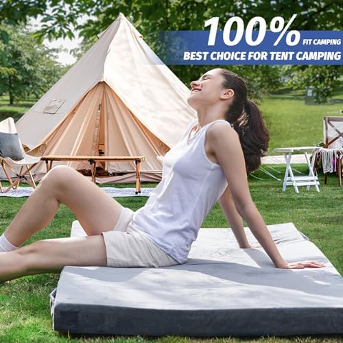 CYMULA Memory Foam Camping Mattress Pad, Sleeping Mat, Portable Roll Up Mattress - Image 3