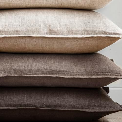 Foindtower Linen Solid Decorative Throw Pillow Covers 24x24 Light Coffee - Image 5