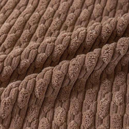 Set of 4 Beige Brown Coffee Decorative Throw Pillow Covers 22x22 Inch Corduroy - Image 7