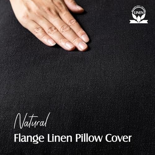 Foindtower Linen Solid Decorative Throw Pillow Covers 22x22 Inch Black - Image 2