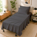 Cottingon 4 PC Cot Sheet Set 33"X75", Egyptian Cotton, Dark Grey by COTTINGON