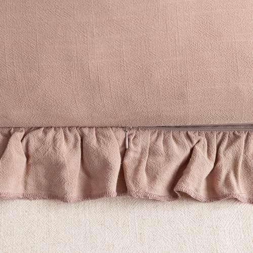 Foindtower Set of 2 Decorative Linen Fringe Ruffle Throw Pillow Covers Soft - Image 3