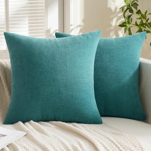 MIULEE Teal Chenille Couch Throw Pillow Covers - Image 3