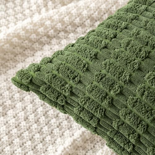 MIULEE Lumbar Corduroy Decorative Throw Pillow Covers 12x20 Moss Green - Image 2