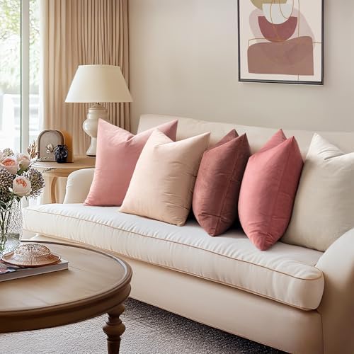 MIULEE Velvet Throw Pillow Covers 20x20 Inch Pack of 2 Dusty Pink - Image 3
