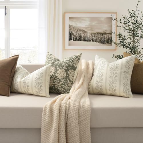 Vintage Throw Pillow Covers 16x16 Set of 2, Striped Floral Pillow Cover - Image 4