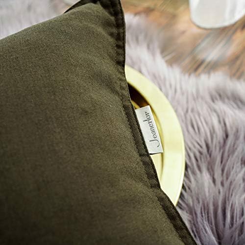 Jeanerlor 18"x18" Solid Cotton Linen Decoration Green Throw Pillow Case - Image 4