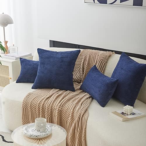 Home Brilliant Throw Pillow Covers 12x20 Decorative Plush Striped Velvet - Image 3
