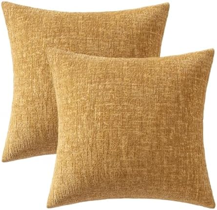 MIULEE Fall Couch Pillow Covers Textured Chenille 20x20 Mustard Yellow - Image 7