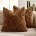 MIULEE Decorative Faux Fur Pillow Covers Sherpa 18x18 Bronze by MIULEE