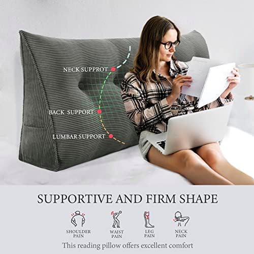 Headboard Pillow Queen, Wedge Pillow Headboard Headrest, Dark Gray - Image 2