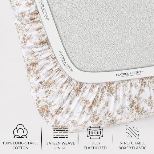 Feather & Stitch 100% Cotton Sateen 500 TC Twin Size Bed Sheet Set - Image 3