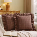 Gingham Throw Pillow Covers 20x20, Rust Red & Brown Plaid by Jilboo