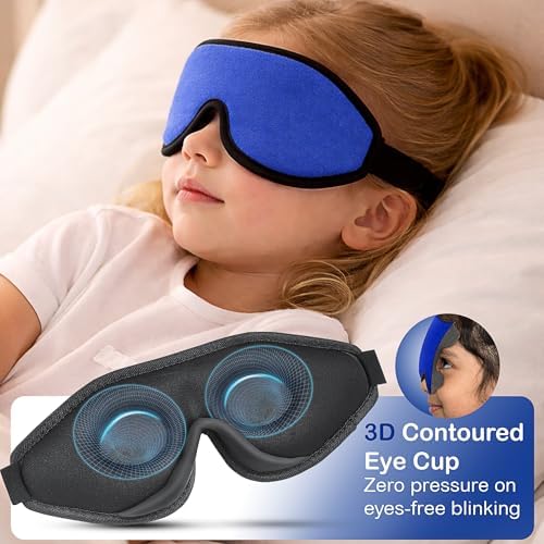 3D Sleep Mask for Kids, Light Block Sleeping Blindfold Memory Foam Contoured - Image 4