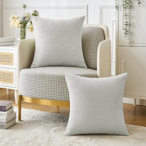 MIULEE Soft Chenille Throw Pillow Covers Light Gray 18x18 Inch Pack of 2 - Image 5