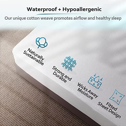 PlushDeluxe Waterproof Full Mattress Protector, Terry Cotton - Image 5