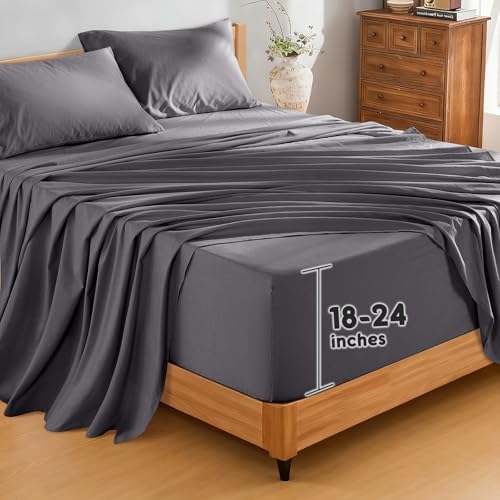 SONORO KATE 100% French Linen King Size Sheets Set, Extra Deep Pocket by SONOROKATE
