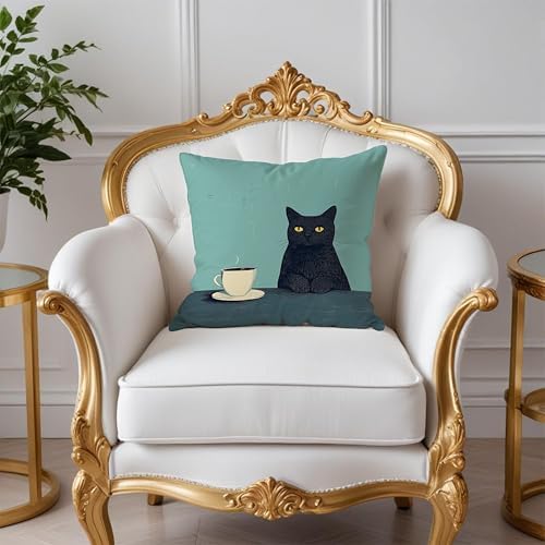Black Cat Pillow Covers 18x18，Cat Lovers Mom Grandma Gifts - Image 2