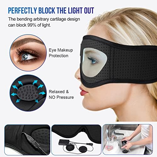 MUSICOZY 3D Sleep Headphones Bluetooth 5.4 Breathable Sleep Eye Mask - Image 6