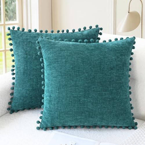 CaliTime Decorative Couch Throw Pillow Covers 22 X 22 Inches Teal by CaliTime