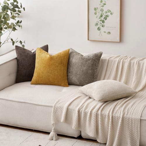 MIULEE Decorative Couch Throw Pillow Covers 18x18 in Mustard Yellow 2 Pack - Image 3