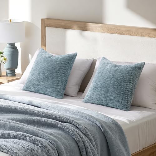MIULEE Decorative Coastal Blue Euro Sham Pillow Covers 24x24 Inch 2 Pack - Image 3