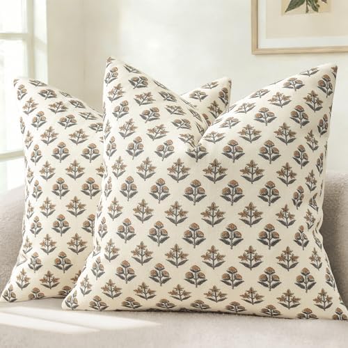 YCOLL Farmhouse Floral Pillow Covers 20x20 Set of 2, Rustic Country Decorative by PillowCoversExpert